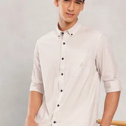 Nautica Pure Cotton Slim Fit Striped Casual Shirt-picture-32