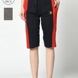 VIMAL JONNEY Women  Pack Of 2 Navy Blue & Grey Lounge Shorts-picture-16