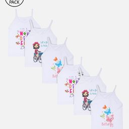 Bodycare Girls Pack Of 6 White Printed Camisoles KIAE76-PK001-image-96