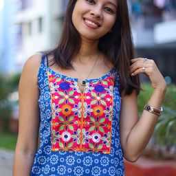 KALINI Women Dyed Flared Sleeves Indigo Kurta-51