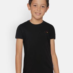 dongli Boys Black Solid Round Neck T-shirt-image-70