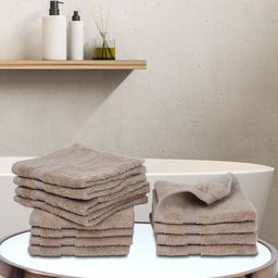 BIANCA Unisex Beige Pack Of 12 100% Cotton Face Towel-image-17