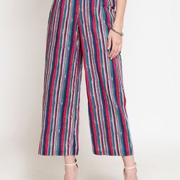 Sera Women Multicoloured Striped Cropped Ethnic Palazzos-26