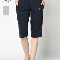 VIMAL JONNEY Women Navy Blue & Grey Pack of 2 Lounge Shorts-image-80