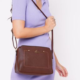 Lavie Coffee Brown Saffiano Textured Sling Bag-38