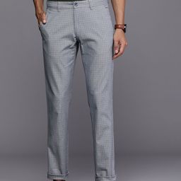 Louis Philippe Sport Men Checked Slim Fit Trousers-image-38