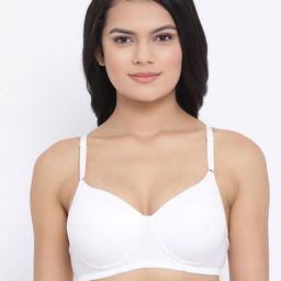 Clovia White Solid Non-Wired Lightly Padded T-shirt Bra BR1279P1832B-48