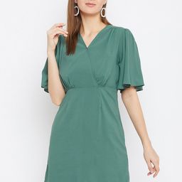 Imfashini Green Georgette Wrap Dress-image-62