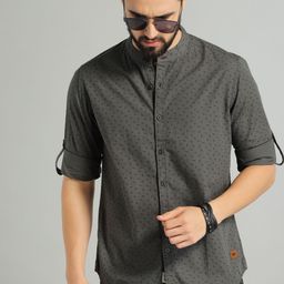 Roadster Men Grey  Black Regular Fit Printed Sustainable Casual Shirt-image-60