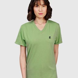 SUMISO V-Neck Pure Cotton Longline T-shirt-image-94