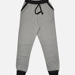 TINY HUG Boys Grey Melange Solid Slim-Fit Joggers-64