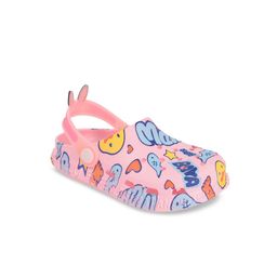 Yellow Bee Girls Pink & Blue Printed Rubber Clogs-43