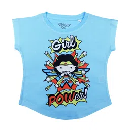 Wonder Woman Girls Blue Printed Top-image-47