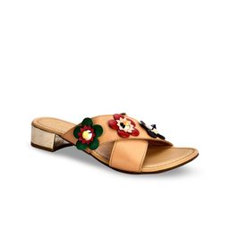 Eske Women Khaki Woven Design Leather Heels-56