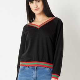 Miss Chase Women Black Solid Sweatshirt-image-79