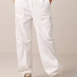 NEXT Women Pure Cotton Checked Cargos Trousers-picture-37