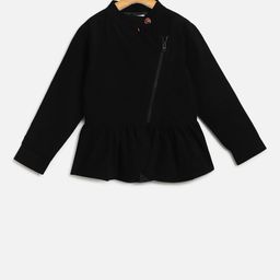 Cherry Crumble Girls Black Solid Peplum Tailored Jacket-image-62