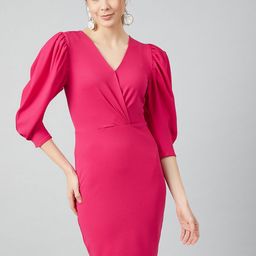 Athena Women Fuchsia Pink Solid Sheath Dress-image-8
