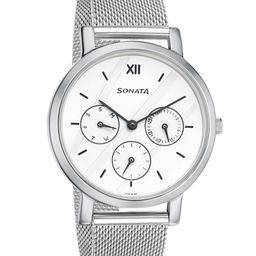 Sonata Women White Analogue Watch 8164SM02-10
