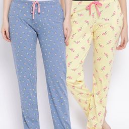 Kanvin Women Pack of 2 Printed Pure Cotton Lounge Pants-image-64