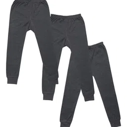 VIMAL JONNEY Unisex Kids Pack of 3 Grey Solid Thermal Bottoms-image-7