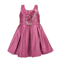 Wish Karo Girls Pink Embellished Silk Fit and Flare Dress-image-27