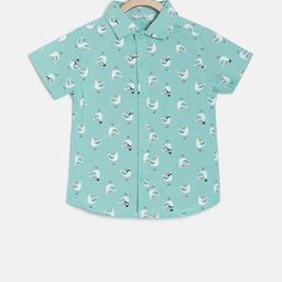 MINI KLUB Boys Green & White Regular Fit Printed Casual Shirt-image-27