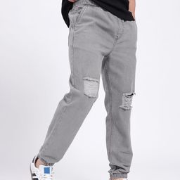 glitchez Men Mid-Rise Low Distress Pure Cotton Baggy Jogger Fit Jeans-picture-16