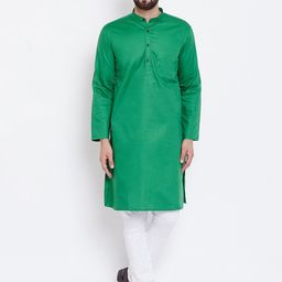 even Men Green Solid Straight Kurta-image-122