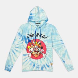 Nap Chief Unisex Blue & Pink Looney Tunes- Thats All Folks Printed Sustainable Hooded Sweatshirt-image-37