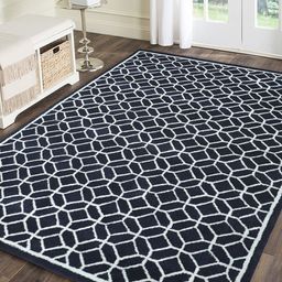 PRESTO Navy Blue Printed Hand Tufted Woolen Carpet-20