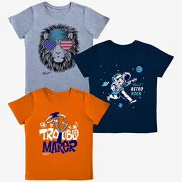 x2o Kids Pack of 3 Printed T-shirt-image-48