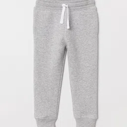 H&M Boys Grey Melange Cotton-Blend Joggers-image-90