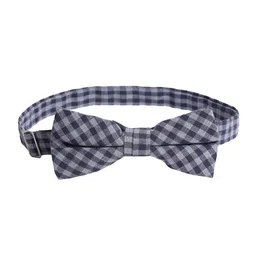 Bruun & Stengade Grey & Navy Blue Checked Bow Tie-image-1