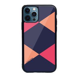 macmerise Navy Blue & Pink Criss Cross Printed iPhone 12 Pro Back Case-17