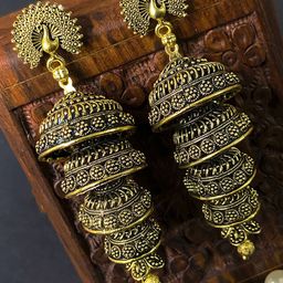 ANIKAS CREATION Gold plated Peacock Shaped Antique Jhumkas-50