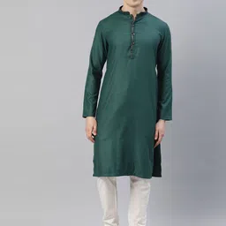 Manthan Men Geometric Woven Design Zari Kurta with Pyjamas-image-28