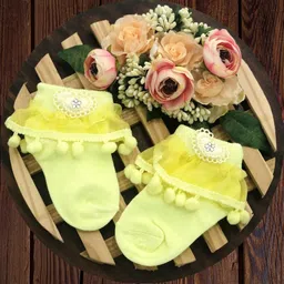N2S NEXT2SKIN Girls Set Of 3 Yellow Frill Patterned Ankle Length Socks-15