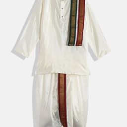 THANGAMAGAN Boys Beige Kurta with Dhoti Pants & With Dupatta-21
