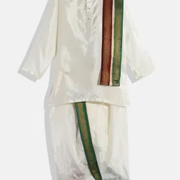THANGAMAGAN Boys Cream-Coloured Shirt with Dhoti Pants-picture-5