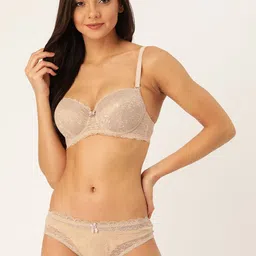 MAKCLAN Women Beige Lace Lingerie Set K36003LB-picture-1