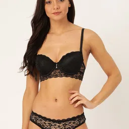 MAKCLAN Women Black Lace Lingerie Set K27017LB-picture-3