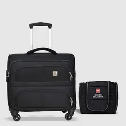 SWISS MILITARY Set Of 2 Textured Soft-Sided Trolley Bag & Toilitry Bag-45