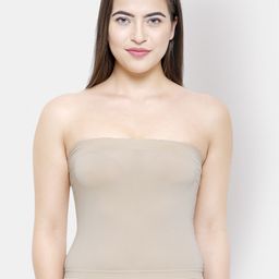 FashionRack Women Beige Solid Strapless Cropped Camisole 011-image-10