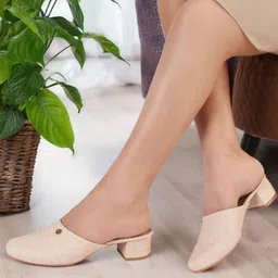 Carlton London Women Woven Design Synthetic Regular Block Mules-21