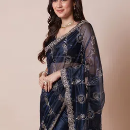 House Of Pataudi EmbellishedSaree With Unstitched Blouse-picture-52