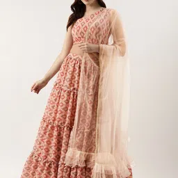 Ethnovog Printed Thread Work Ready To Wear Lehenga & Blouse With Dupatta-picture-5