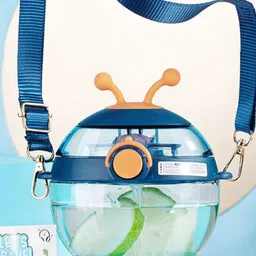 YK Blue Soft Silicone Straw & Adjustable Strap Water Bottle 450ml-image-90