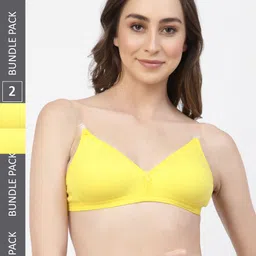 Floret Pack of 2 Solid Non-Wired Non Padded Push-Up Bra T3005_Yellow-Yellow_40B-picture-29