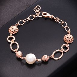 Carlton London Rose Gold-Plated & White Beaded Charm Bracelet-52